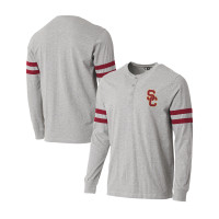 USC Trojans Men's Darius Rucker Gray SC Interlock Henley Long Sleeve T-Shirt